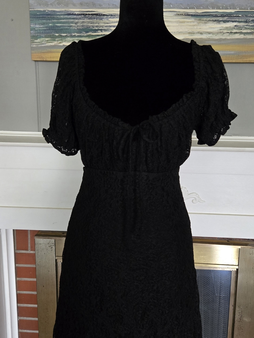 No Boundaries Black Lace Puff Sleeve Dress